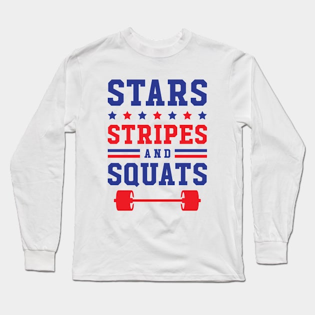 Stars, Stripes And Squats Long Sleeve T-Shirt by brogressproject